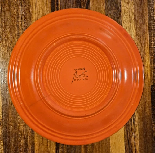 1930s Vintage FIESTA PLATE RADIOACTIVE RED ORANGE GLAZE DINNER PLATE 10.25"