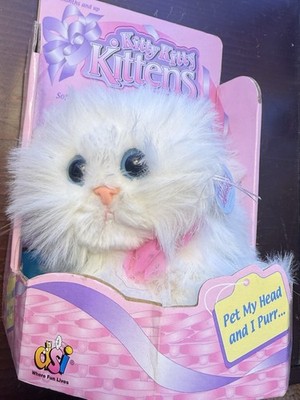 Vntg Y2K  Kitty Kitty Kittens Tyco White Fluffy Persian Plush Rattles To Pur HTF