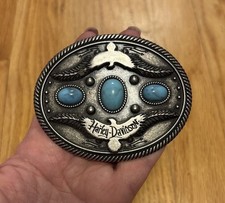 Women's Belt Buckle Harley-Davidson Turquoise Antique Finish 2017 Taiwan