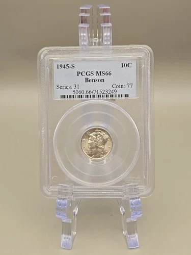 1945-S Mercury Silver Dime - PCGS MS66