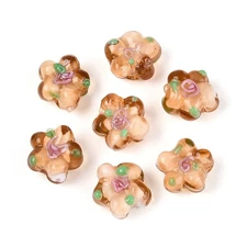 41pcs Handmade Bumpy Lampwork Glass BeadsPlum Blossom Beads Flower Beads for DIY