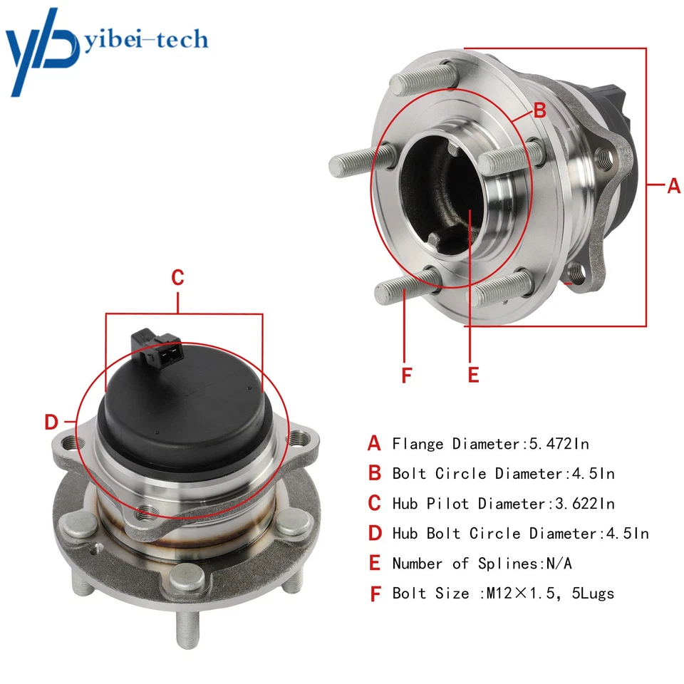 Pair Rear Wheel Hub Bearing For 2011-2015 Kia Sorento 2013-2019 Santa Fe Xl FWD - Изображение 2 из 4