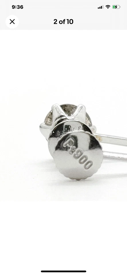 Solid Platinum Natural Diamond Earrings.50 Cttw. Beautiful. Non Pierced. - Image 3 of 4