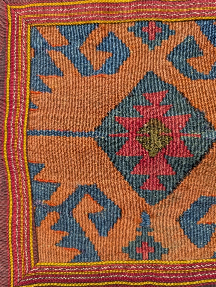 Kelim Art Pillow Case 15.5x15.5 Inch Square Handmade Vintage Earthy Woven Decor - Image 3 of 4