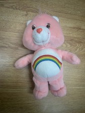 Care Bears Cheer Bear Plush 9 2002 Play Along Rainbow Belly Pink Vintage Toy