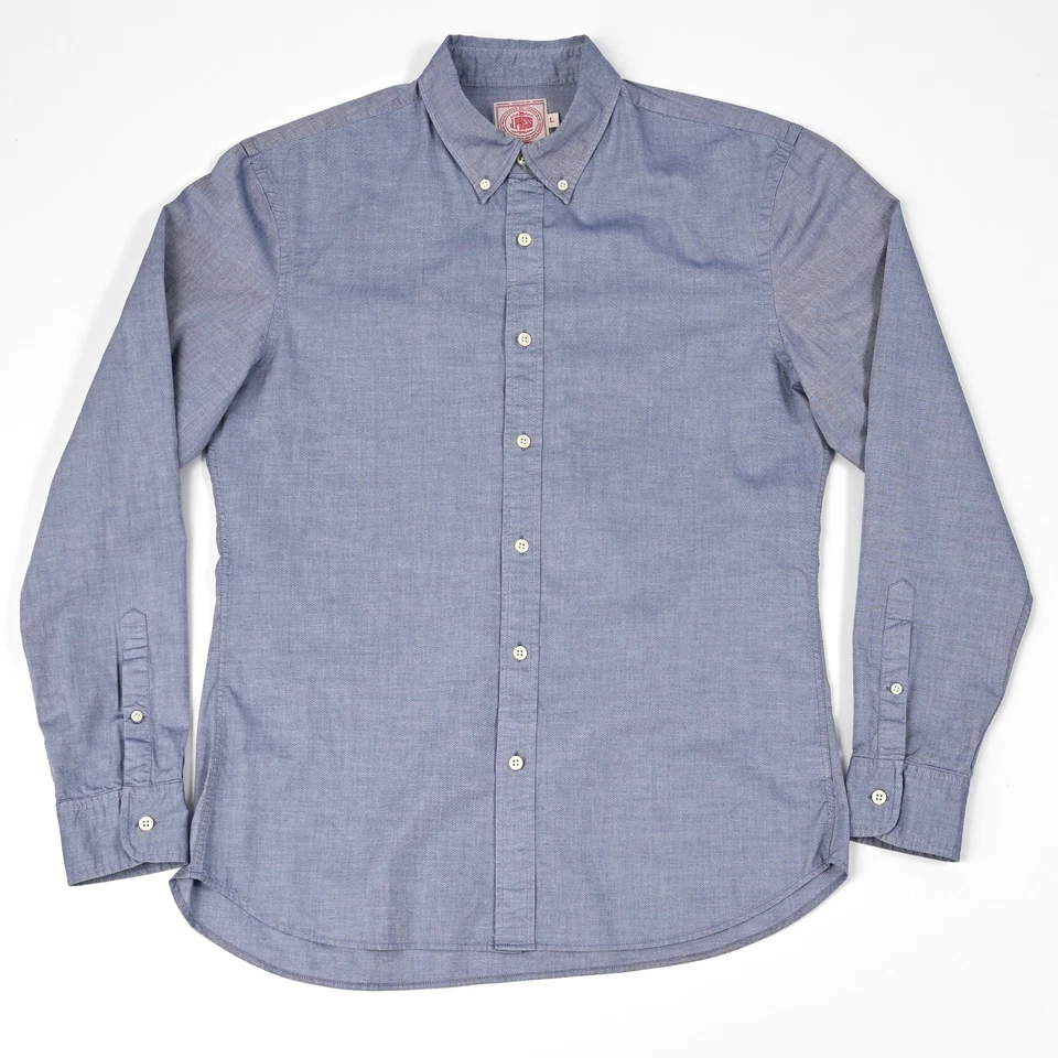 J. PRESS Blue Button Down Shirt Men's Large India Egyptian Cotton Ivy Preppy - Image 2 of 4