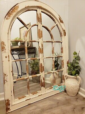 Large Distressed Rustic Modern, Large Wooden Arch Mirror