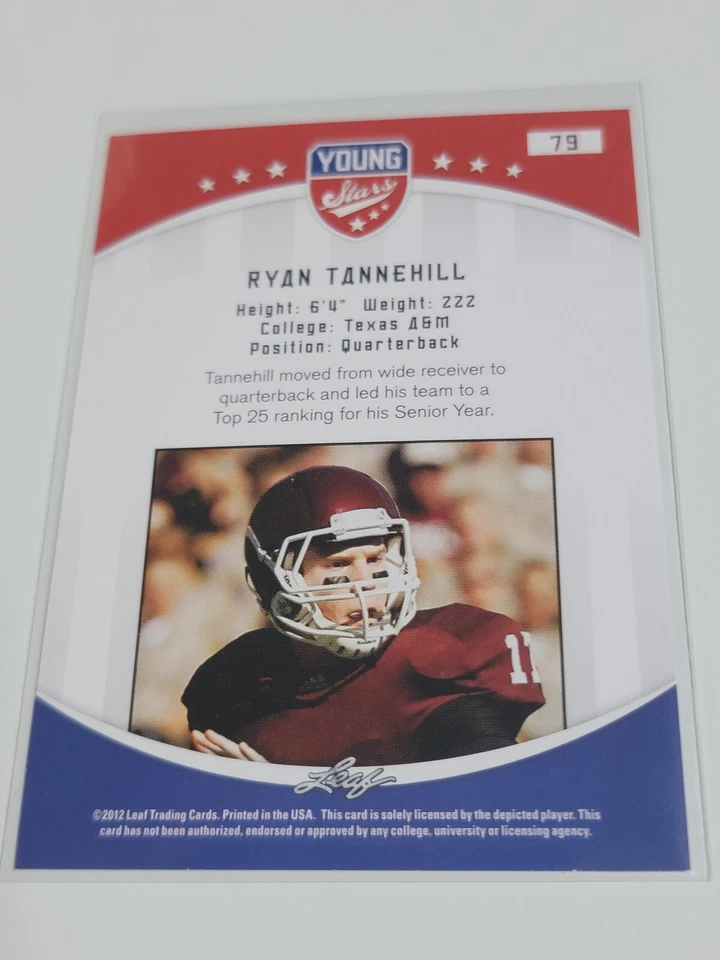 RYAN TANNEHILL 2012 Leaf Young Stars #29.  TEXAS A&M - Image 2 of 2