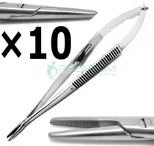 10 Pcs Micro Straight T/C Needle Holder 7" Castroviejo Ophthalmic Forceps Tools