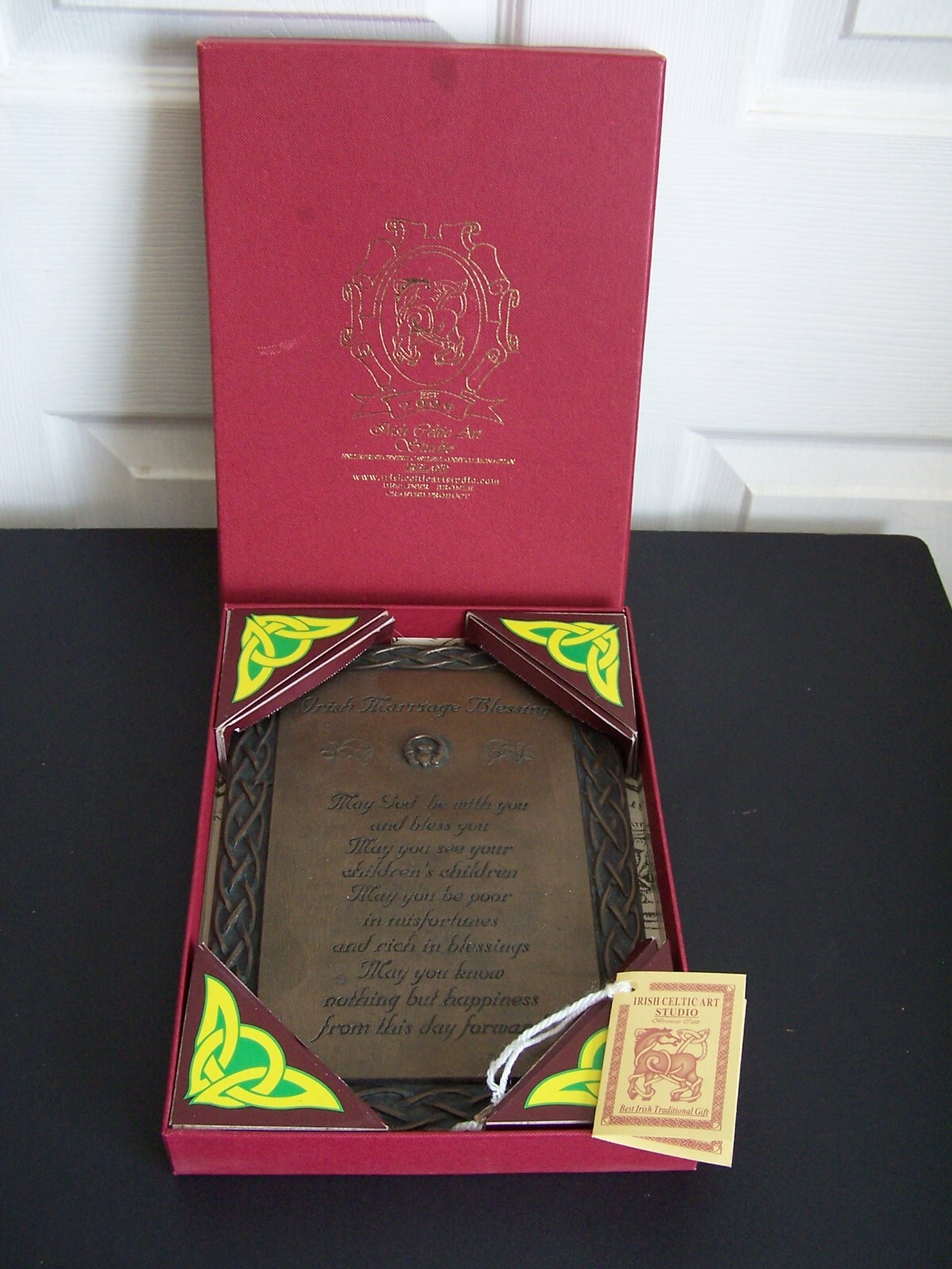 Irish Studio Kunststudio Hochzeit Segen Plakette Guss Bronze verpackt Hochzeitsgeschenk