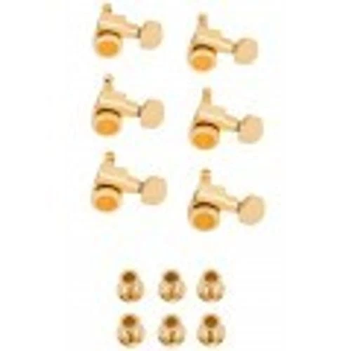 Fender Parts Locking Stratocaster/Telecaster Staggered Tuning Machines (6) Gold - Foto 4 di 4