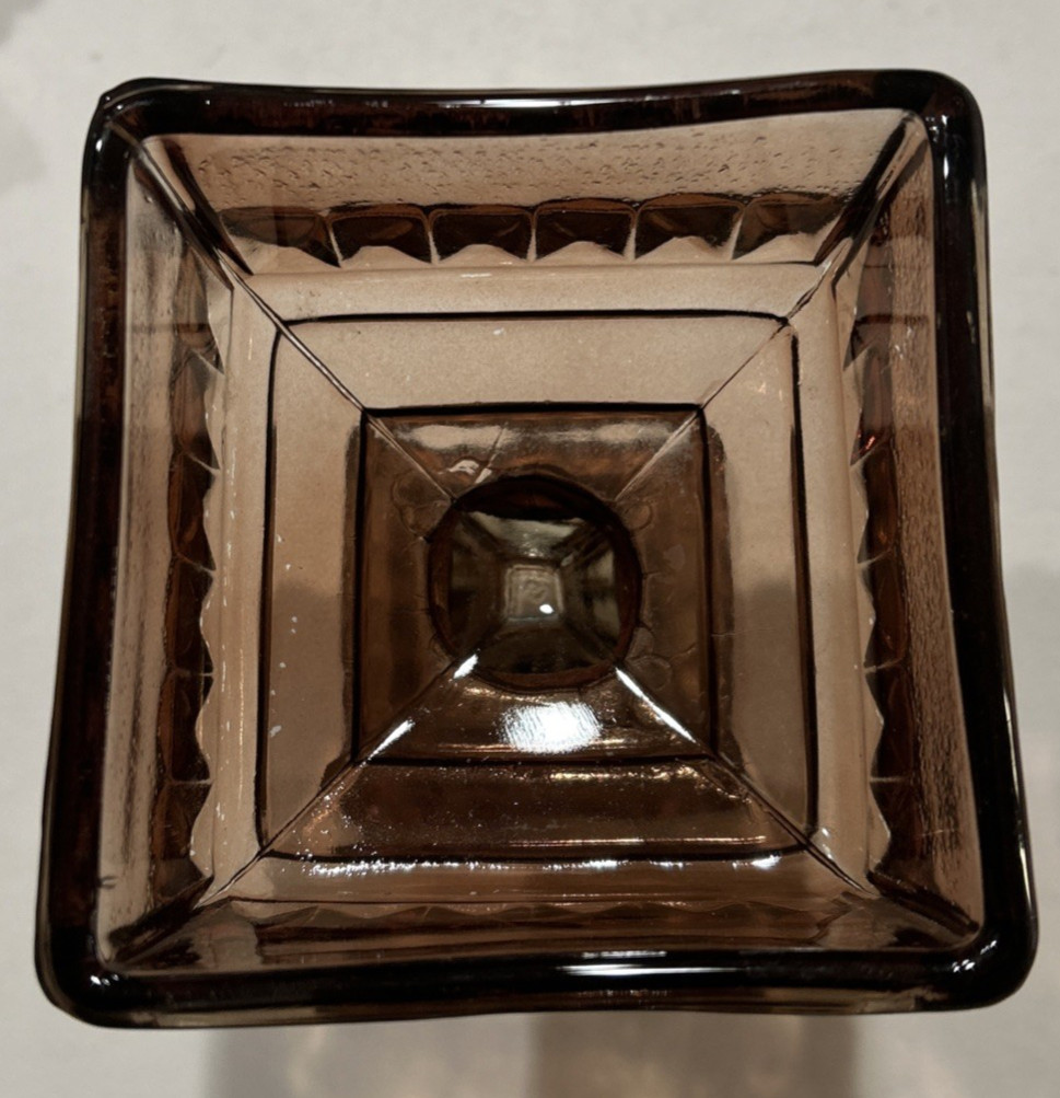 Vintage Jeanette Carnival Glass Wedding Box Dish Brown Rose Pedestal 6.5" + Lid