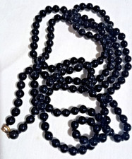 Classic vintage long French jet style bead necklace flapper 48" long knotted.