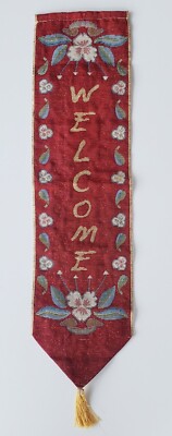 Vintage Arts and Crafts Needlepoint “Welcome” Banner | eBay