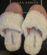 Laura Ashley memory foam ponk slip on womens slippers sz Medium 61/2-71/2 NEW