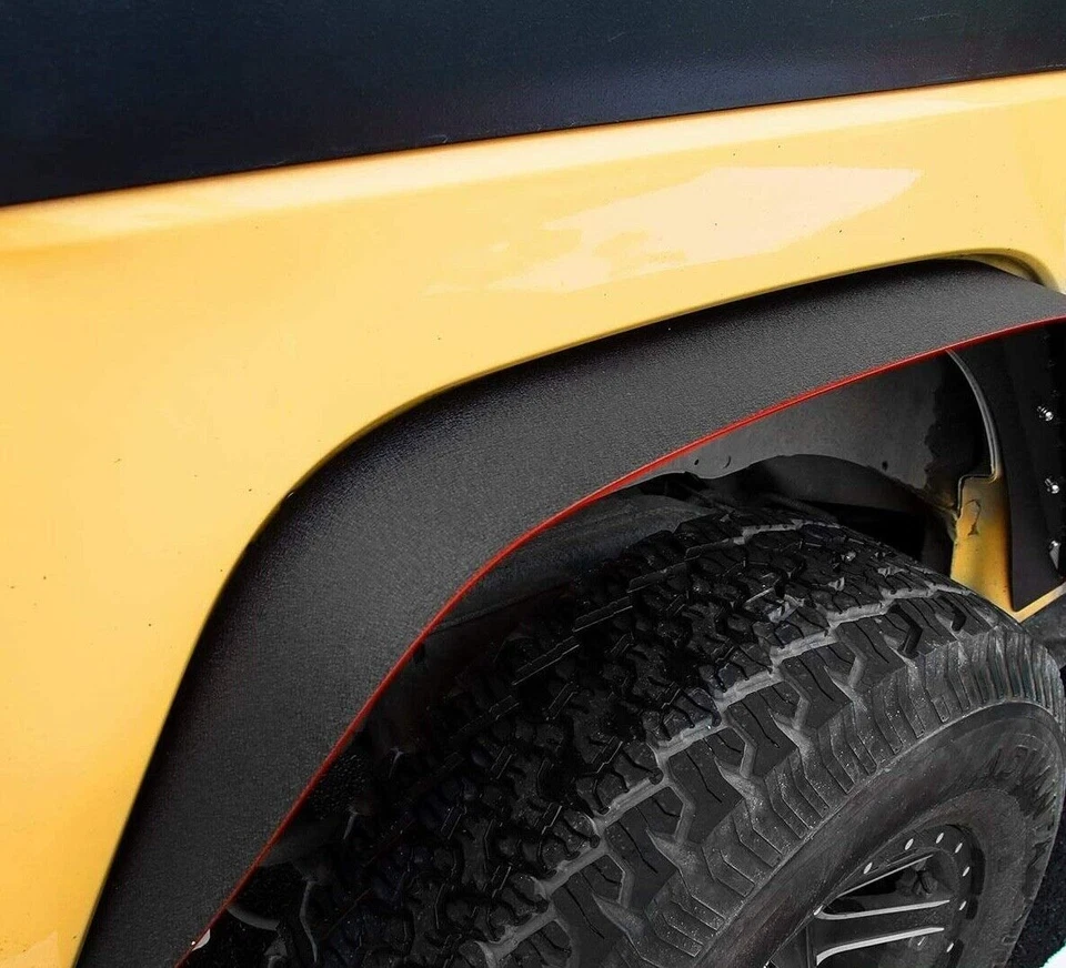 Para Jeep Wrangler JK 2007-2018 guardabarros llamaradas estilo plano acero macizo negro 4 un. Foto 2 de 4