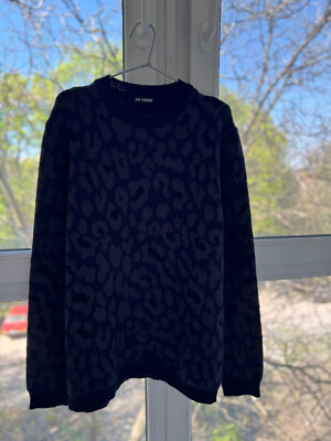 Sweater Raf Simons Wool Jacquard Leopard Blue Size XL