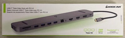 New Unopened IOGEAR Dock Pro USB-C Triple HD Dock w/ PD 3.0 GUD3C4K3