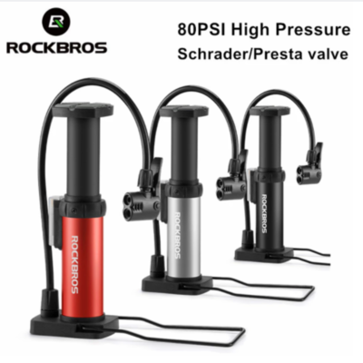 Mini Pompe ROCKBROS 110 PSI – Aluminium, Compatible Presta/Schrader, Cartouche CO2 Incluse, Support Cadre, 73g, 14,3cm