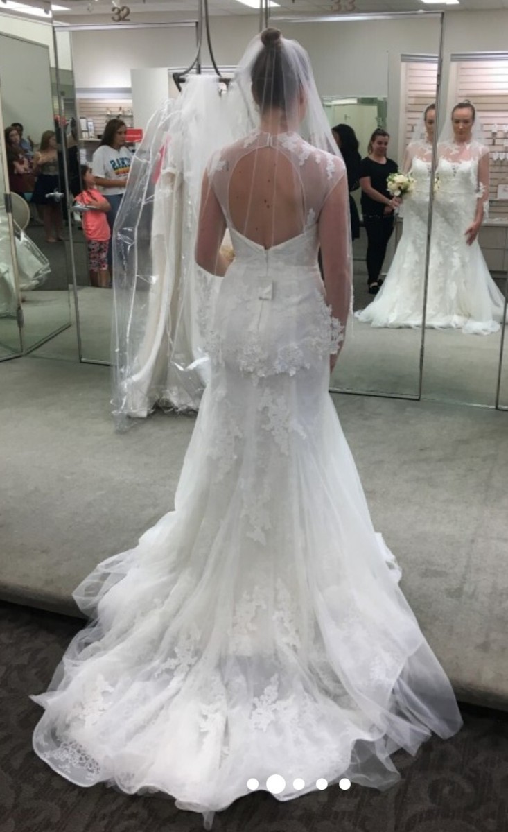 White by Vera Wang Appliqued Chantilly Lace Wedding Dress Size 4 | eBay
