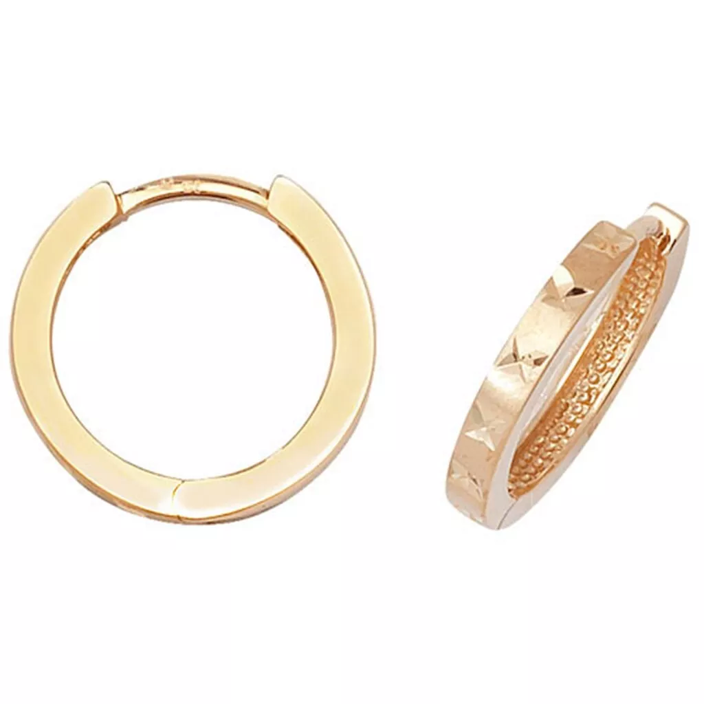 9ct gold diamond deals cut hoop earrings