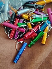 Stainless Steel Dog Training WHISTLE High Pitch Sound Vibrant Color Variety NEW