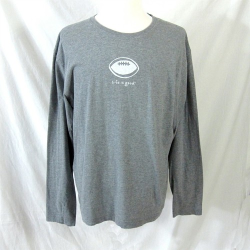 Mens T-Shirt Long Sleeve Gray Football 