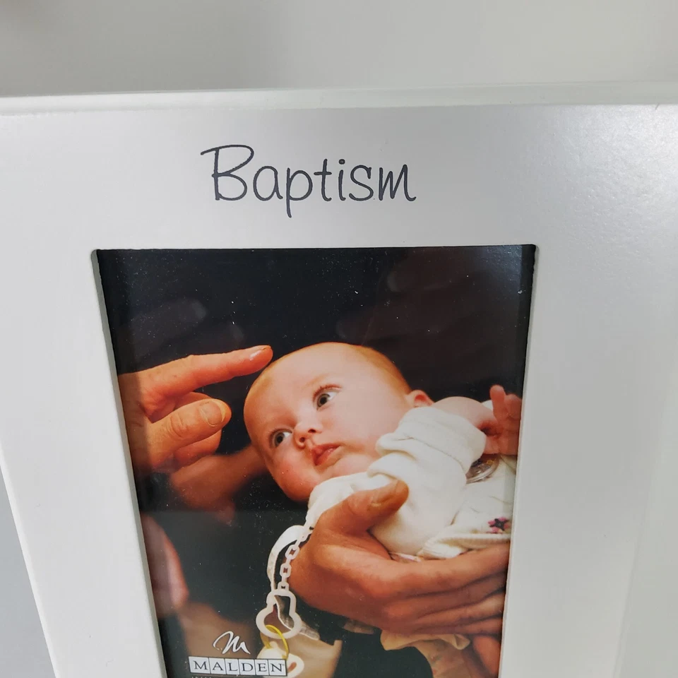 Marco de madera bautismo que crezcas a la luz del amor de Dios 4x6 blanco Foto 3 de 4