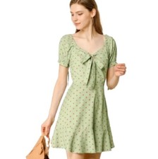 NWT Short Sleeve Ruffle Green Polka-dot Dress XL