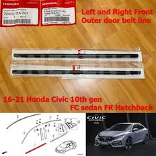 Front outer door belt line molding weatherstrip seal OEM Honda Civic FC FK 16-21