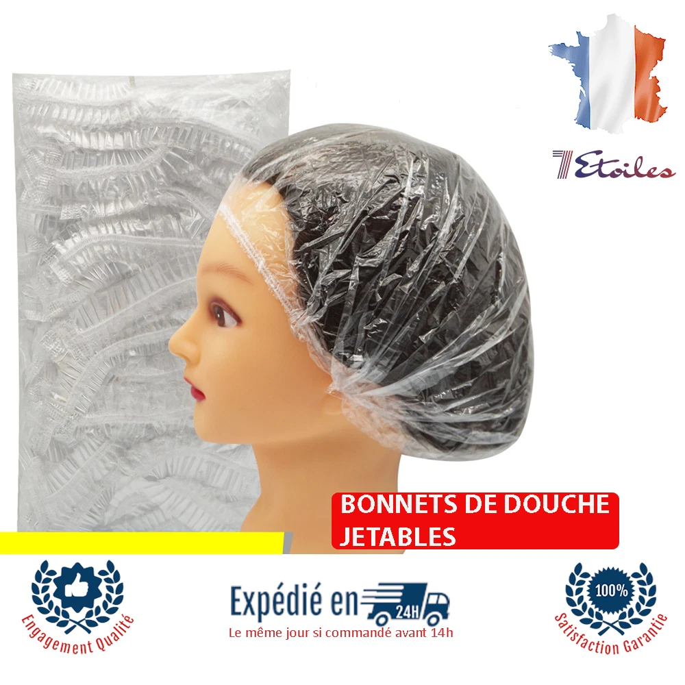 Bonnets De Douche Jetables Elastiques Transparents Impermeables - Lot De 10