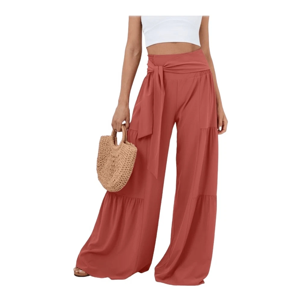 Halara Breezeful High Waisted Shirred Plicated Wide Leg Flowy Casual Pants