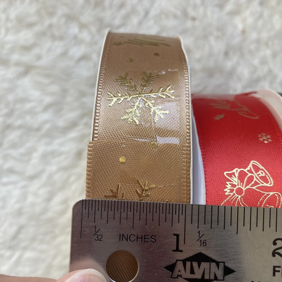 Christmas Ribbon Lot Of 3 Pieces/ Each 1-inch Width 22-yards Length - Image 4 of 4