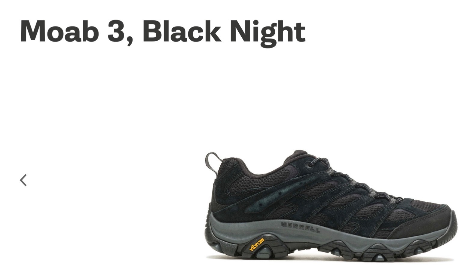 Merrell Uomo Taglia 8 Moab 3 Scarpe Stivali da Escursionismo Nero Pelle Accenti Vibram