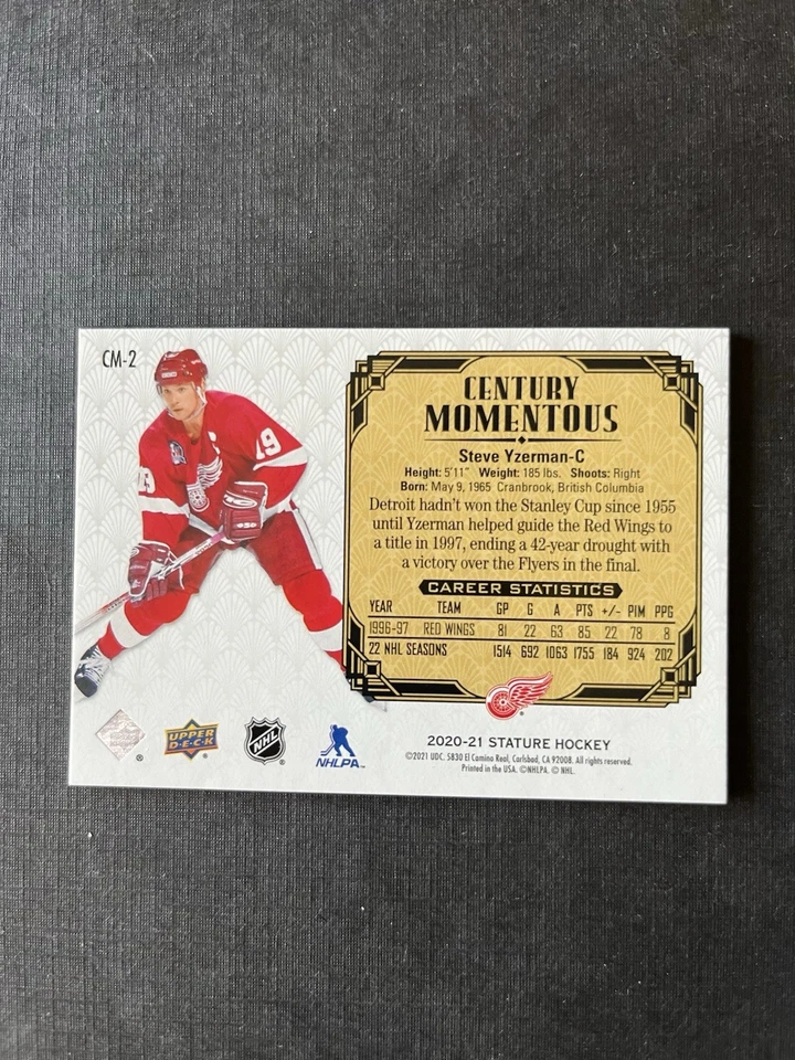 2020-21 Upper Deck Stature - Century Momentous Steve Yzerman #CM-2 Green /149 - Image 3 of 3