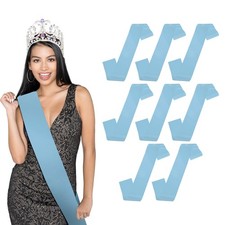 8-Pack Blank Satin Sash, 3.8 Inch Party Sash for Birthday/DIY Light Blue 