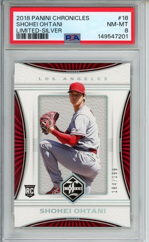 2018 Chronicles #18 Limited Silver #184/199 Shohei Ohtani Rookie (RC) PSA 8