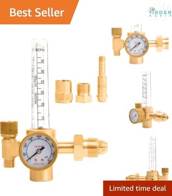 Argon Regulator Flow Meter Brass 0-70CFH for MIG TIG Welding Gas Supply