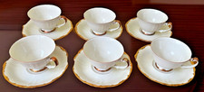 6 Sammeltassen Hertel Jacob mit Goldränder, Kaffetassen/Unterteller von 1959