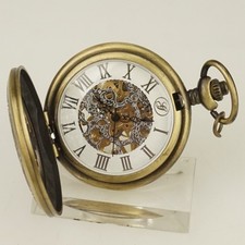 WORKING Mechanical SKELETON Pocket Watch Men's no fusee duplex no repeater RAR