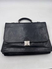 Vintage Large Black Leather 80s Messenger Handbag, Italy