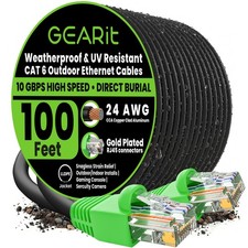 Cat6 Ethernet Cable 100ft, Direct Burial Outdoor Cat 6 Cable 24AWG High Speed...
