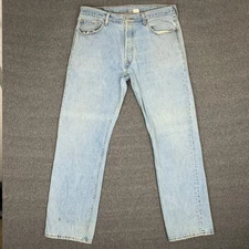 Vintage Levis 501 Jeans Mens 38x34 Blue Denim Western Button Fly Whisker Y2K