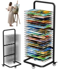 Art Drying Rack with 25 Removable Shelves, Mobile Metal Paint Drying Stand wi...