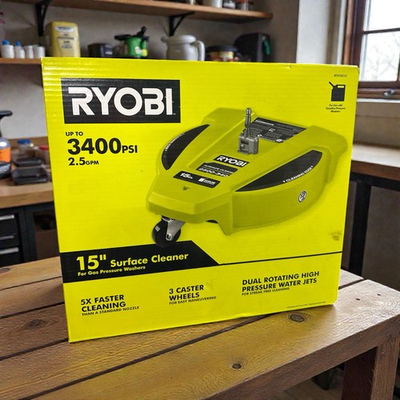 #ad NEW⚡️RYOBI 15 in. 3400 PSI Gas Pressure Washer Surface Cleaner w Caster Wheels $47.99