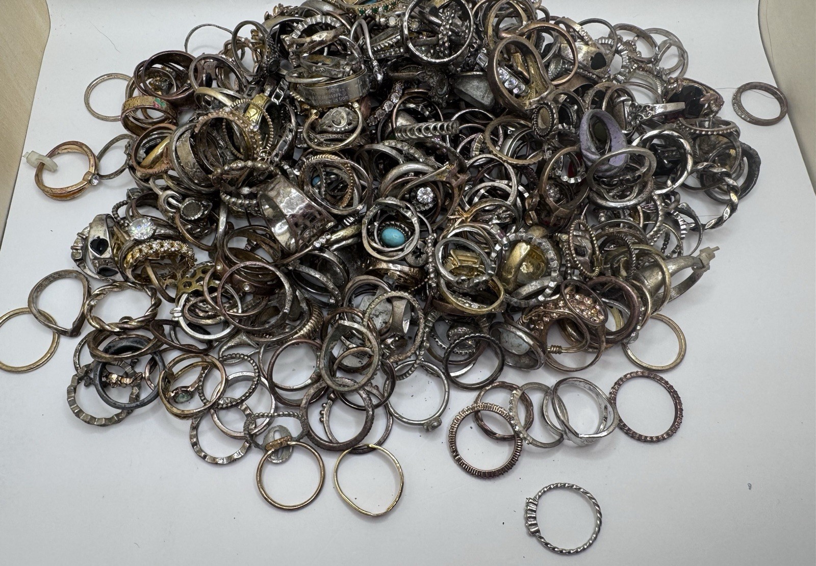 Silver Ringed Junk Vintage Wear Repair Craft Junk Ring Lot Of 350+ Ring Lot B Unsearched ...