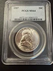 1957 P Franklin Half Dollar PCGS MS64 FROSTY LUSTER
