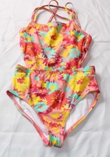 Kanu Surf Girl's Cut-Out Lined One Piece Swimsuit EH6 River Coral Size 6 NWT