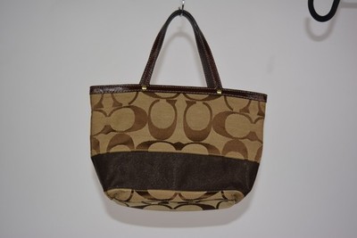 COACH heritage signature canvas Tote Bag aus beigem und braunem canvas mit leder