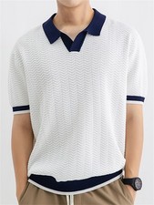Men's Short Sleeve Slim Fit Polo Shirts Knitted Shirts Casual Golf Shirt